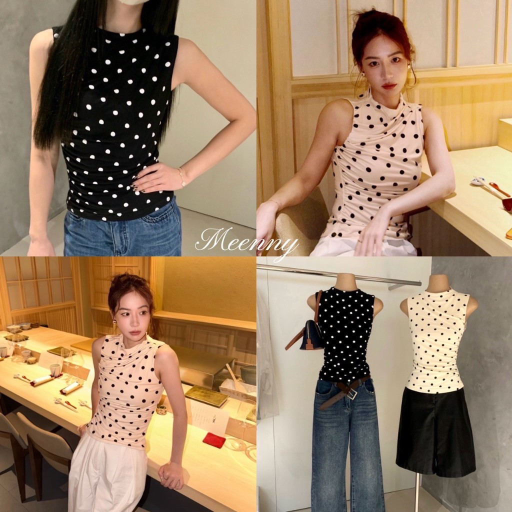Meenny Closet | PK08 เสื้อแขนกุดคอกลมสไตส์ดอท