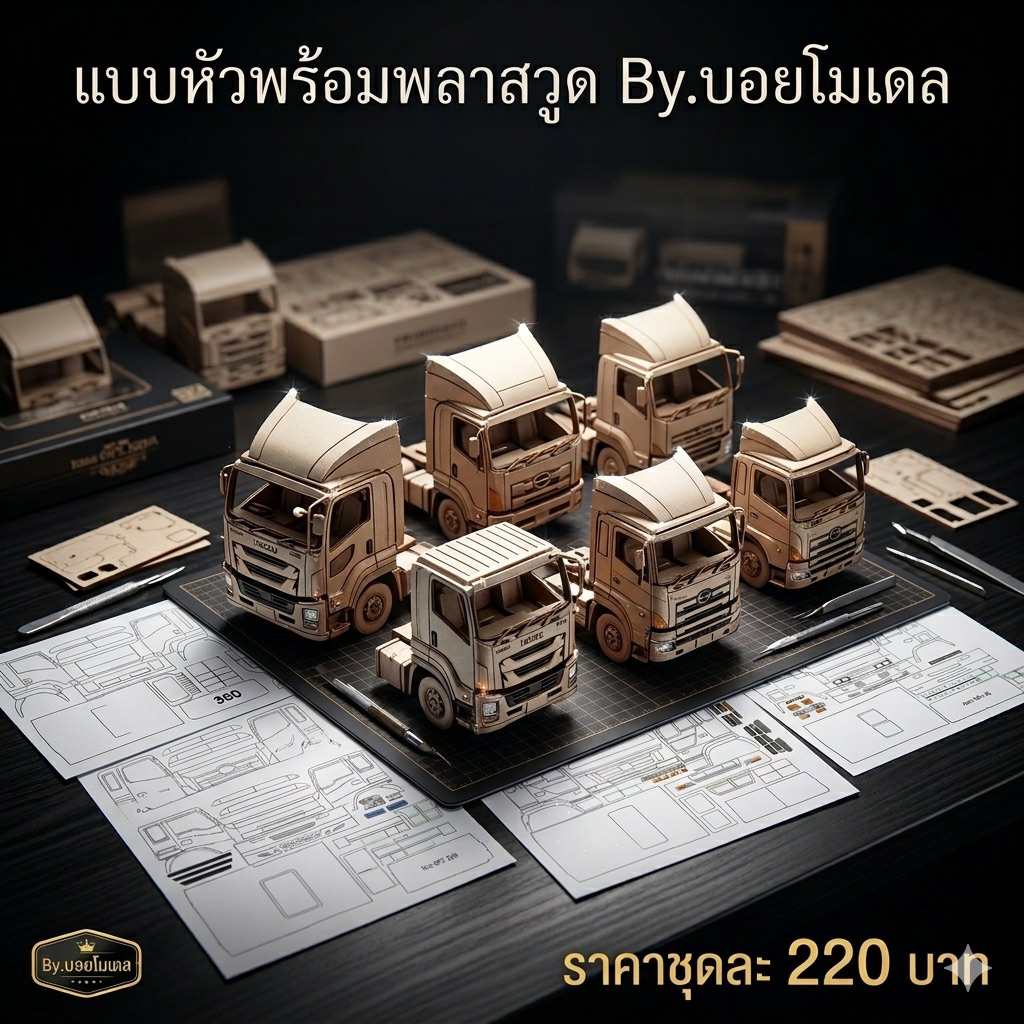 แบบหัวรถบรรทุกสเกล1:24พร้อมติดกับพลาสวูด