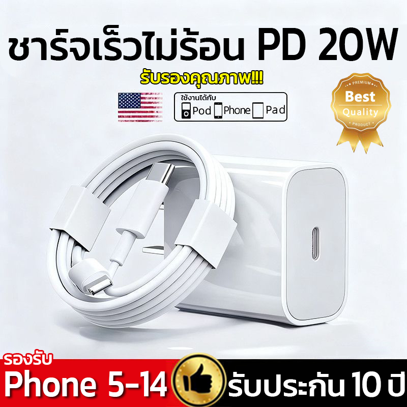 นำเข้าแท้ ต้นตัว หัวชาร์จเร็ว + สายชาร์จเร็ว PD 20W charger ชุดชาร์จ Fastcharger C-L รองรับรุ่น 5-17
