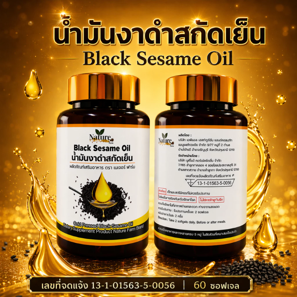 🔥พร้อมส่ง🔥 น้ำมันงาดำ สกัดเย็น 60 แคปซูล 500mg ซอฟเจล thumbnail 7