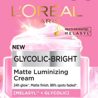 L'OREAL Paris Glycolic-Bright ลอรีอัล ปารีส ไกลโคลิคไบรท์เซรั่ม-ไบรท์แมทลูมิไนซิ่งครีม ขนาด 6-150 ml.