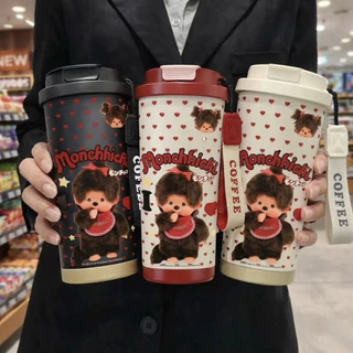 แก้วน้ำสแตนเลสMonchhichi 530ml. กระบอกน้ำเก็บอุณหภูมิพร้อมสายคล้อง กระติกน้ำหลอดเด้ง ลายมอนชิชิ กระติกน้ำสแตนเลสแก้วกาแฟ