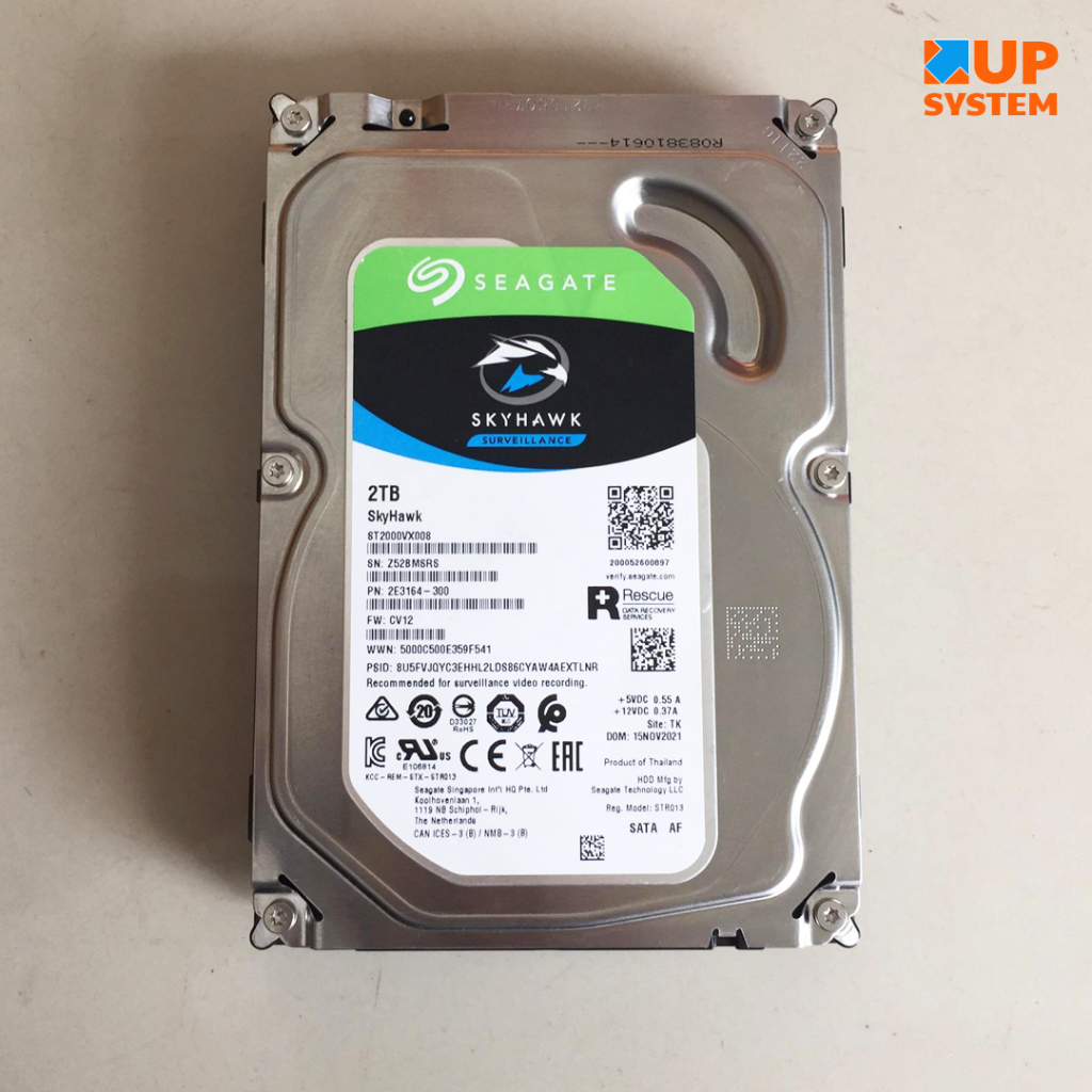 HDD Seagate(SKYHAWK) / 2TB / SATA / 7200 RPM / Size 3.5นิ้ว (#ฮาร์ดดิสก์มือ2)