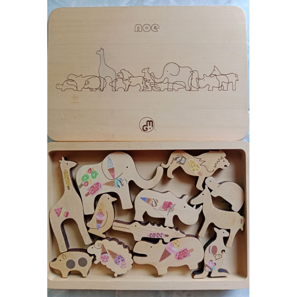 🐘🦒🦛🦘ตัวต่อไม้ Mastro Geppetto NOE📌สินค้ามือ 2  🇯🇵 ผลิตในญี่ปุ่น ของเล่นเสริมพัฒนาการ