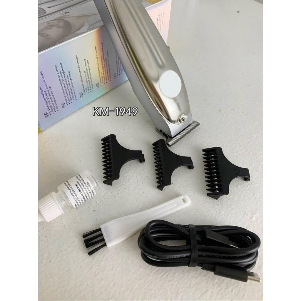 แบตเตอรี่เลี่ยนตัดผม KM-1949 ปัตตาเลี่ยนตัดผม  Clipper Trimmer  แบบชาร์จไฟฟ้า แบบไร้สาย Clipper โกนหนวด กันจอน