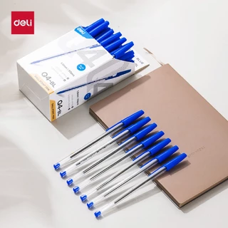 ปากกาลูกลื่นแบบปลอก Deli รุ่น EQ4 ปากกาลูกลื่น ขนาดเส้น 1.0 มม. (4 สี/จำหน่าย 1กล่อง/50 ด้าม)