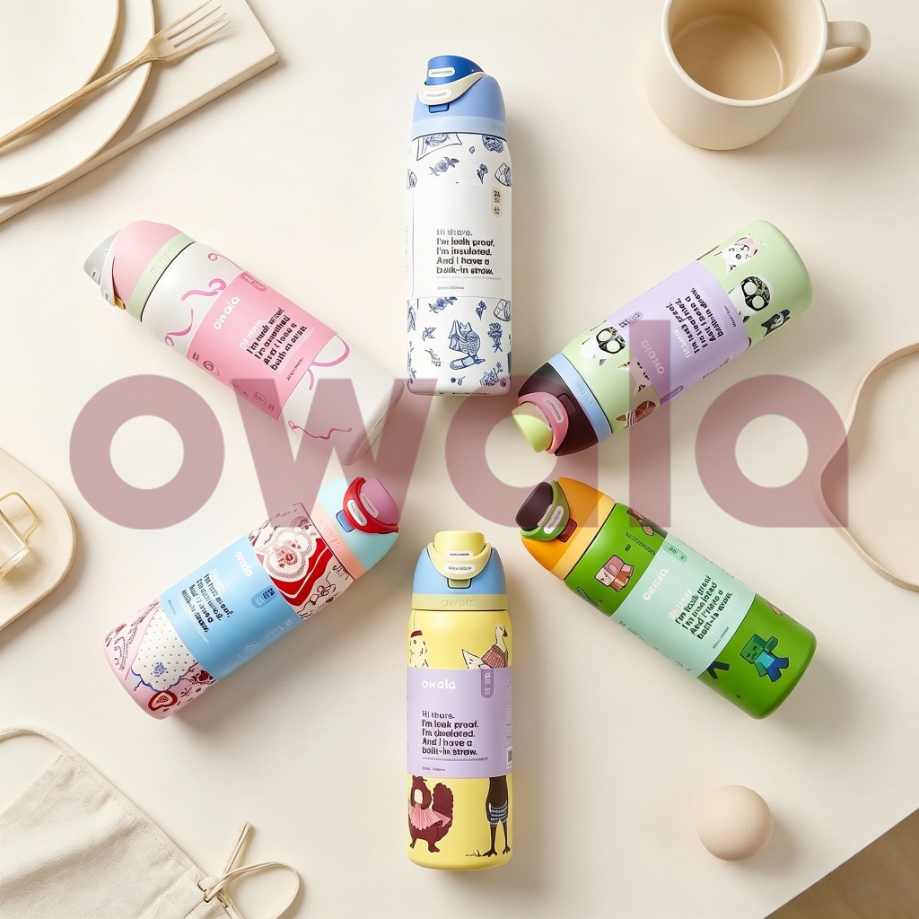 Owala UO Exclusive Delft Cat Print FreeSip 32 oz Water Bottle