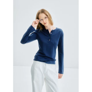 STUDIO UNKNOWN - SS26 Ken Long Sleeve Top เสื้อแขนยาวผ้าโปร่งทรงตรงตกแต่งกระดุมโลโก้