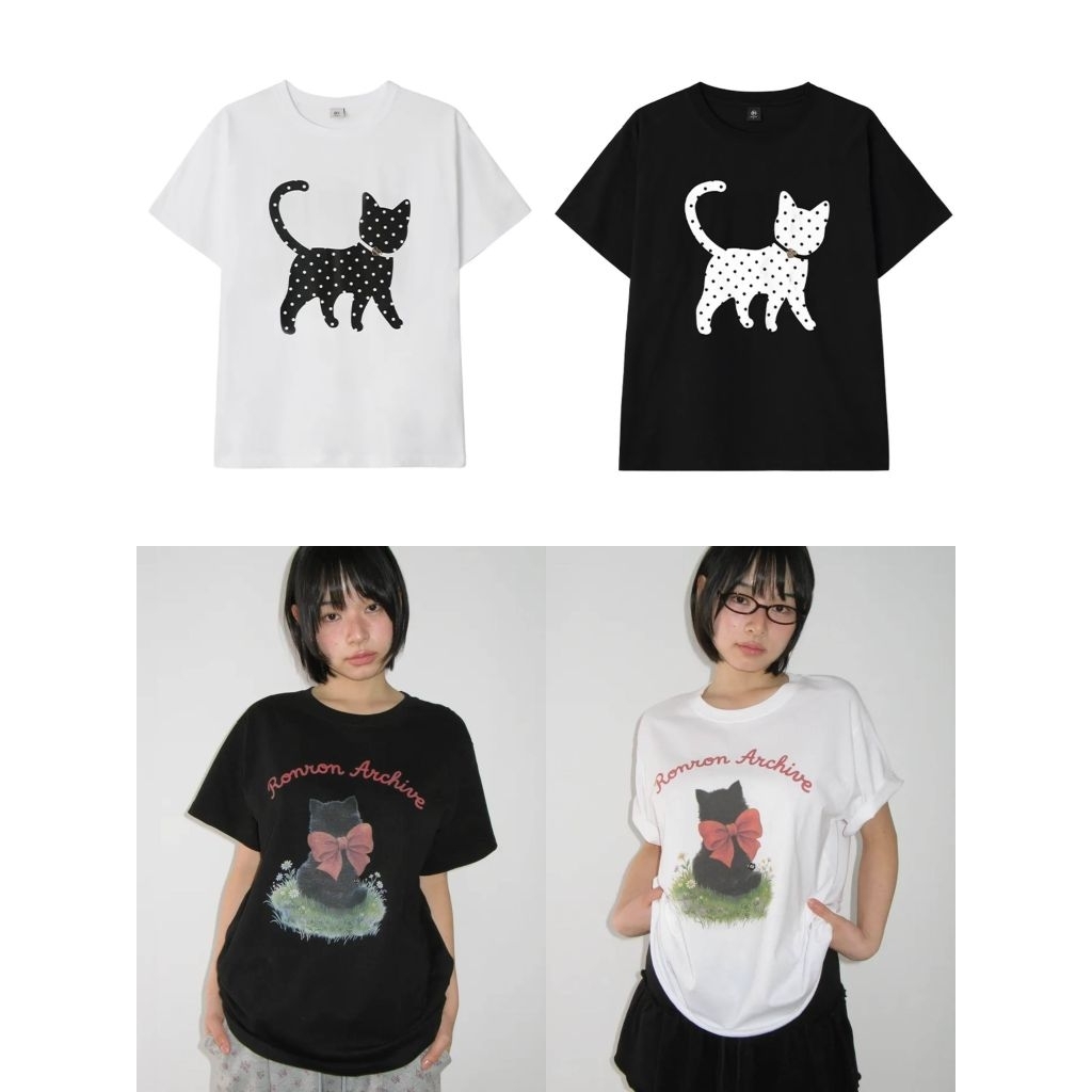 (สินค้าพร้อมส่ง!!!) Ronron Cat T Basic Shirt 🇰🇷(ส่งแมสได้คะ🛵)