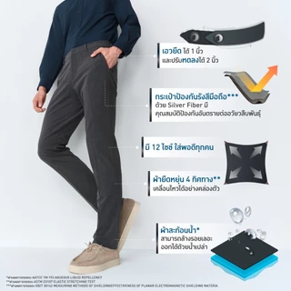 GQ Perfect Pants™ กางเกงขายาวผ้าสะท้อนน้ำ สีเทาถ่าน [2 ชิ้นเพียง 3,190.-]