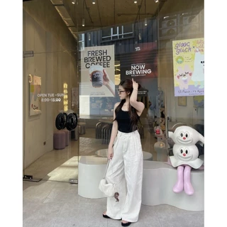 COTTON PANTS กางเกงขากระบอกลายริ้วผ้าคอตตอน