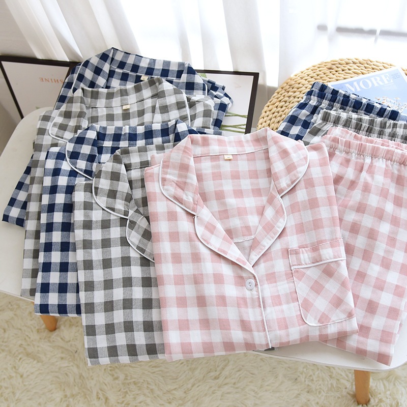 (พร้อมส่ง)ชุดนอนผ้าฝ้ายลายสก๊อต ผู้หญิง ผู้ชาย แขนยาว ขายาว เนื้อผ้าฝ้ายออแกนนิก ยิ่งซักยิ่งนิ่มลง