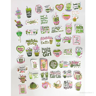 [พร้อมส่ง] สติ๊กเกอร์มัทฉะ Matcha ไดคัทเป็นชิ้นๆ 50 ชิ้น ลายน่ารักไม่ซ้ำแบบ กันน้ำ สําหรับติดตกแต่ง