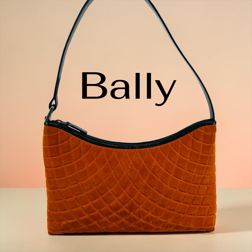 Bally Shoulder Bag Brown Canvas Leather Vintage Japan