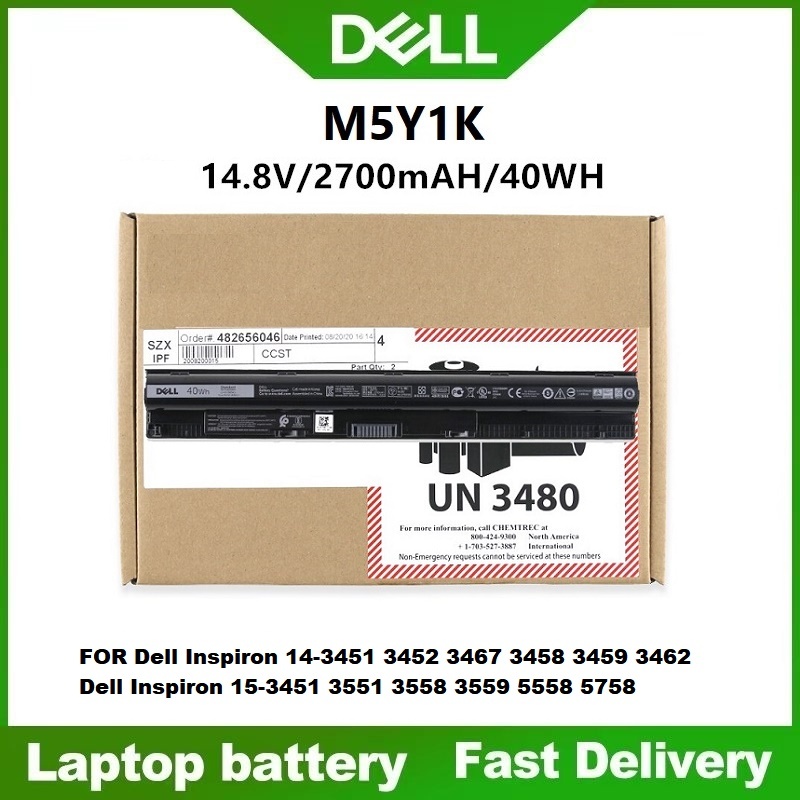 ☸แบตเตอรี่เดิม Dell M5Y1K Inspiron 14-3451 3458 5455, 15-5555 5559 3567 3578, 17 5758, Latitude 14 5470 battery