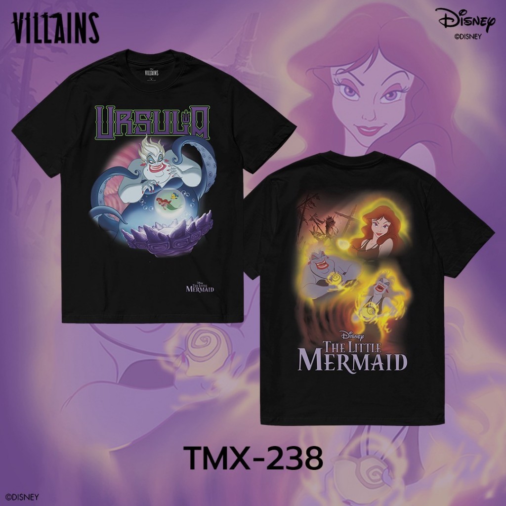 เสื้อยืดสตรีทแฟชั่น Disney's Villains - Ursula ลิขสิทธิ์ดิสนีย์แท้100% คอกลม แขนสั้น unisex(TMX-238)