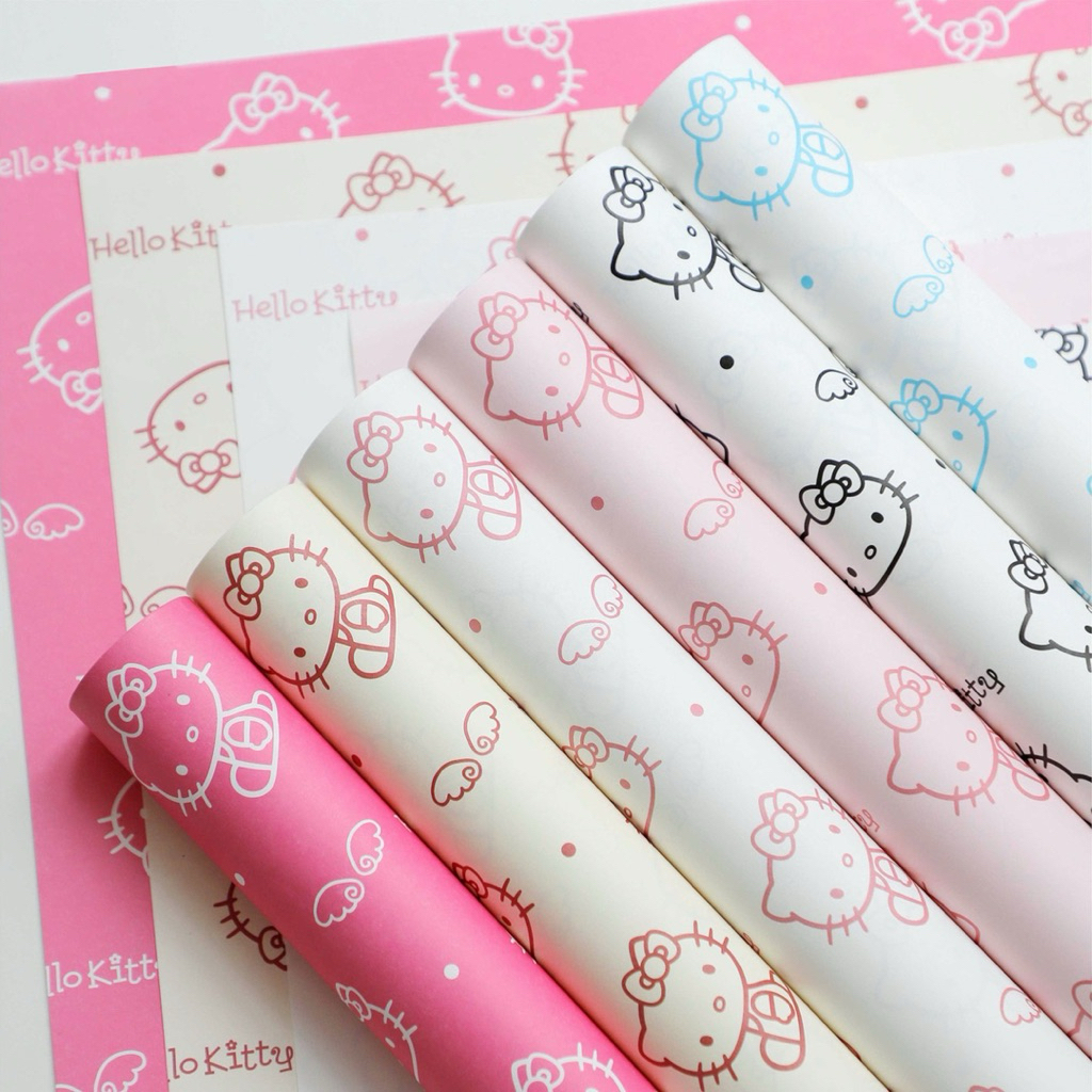 (พร้อมส่ง)กระดาษห่อดอกไม้ลายคิตตี้10แผ่น