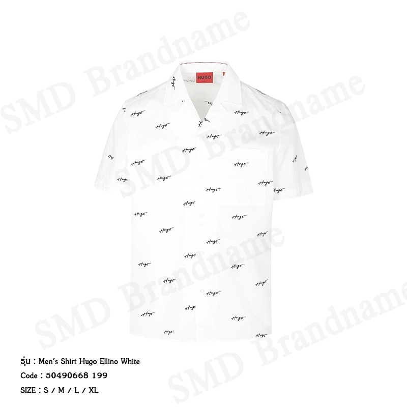 Hugo Boss เสื้อเชิ้ตแขนสั้นผู้ชาย รุ่น Men's Shirt Hugo Ellino White Code: 50490668 199
