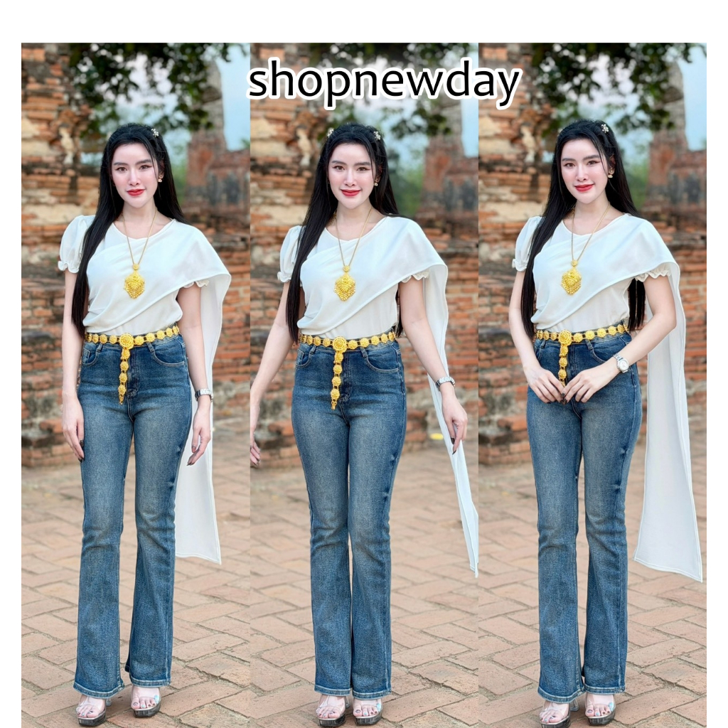 (เฉพาะเสื้อสไบ) เสื้อสไบประยุคสำเร็จรูป ผ้าวูลเวฟ แขนตุ๊กตา ใส่แมท งานบุญ งานบวช งานเทศกาล  A7664