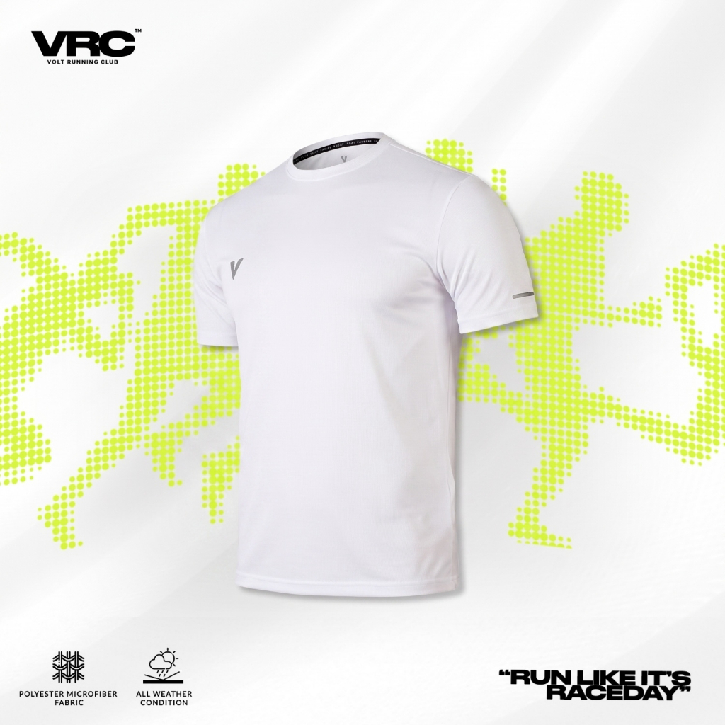 VOLT Acce 004 Running Academy White เสื้อวิ่ง เสื้อกีฬา ออกกำลังกาย สีขาว  ผ้าเบา แห้งไว ระบายอากาศ