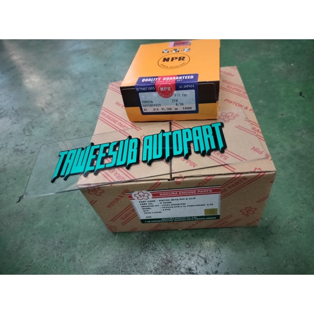 ลูกสูบ+แหวนลูกสูบ 2TR-FE โอเวอร์ไซส์ 0.50 1.00 เครื่อง2.7 VIGO COMMUTER FORTUNER VENTURY เบนซิน P303