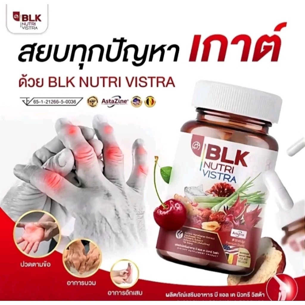 ( 1 กระปุก ) BLK นิวทรี วิสต้า บำรุงเก๊าท์ 30 แคปซูล เสริมสร้างกระดูกและข้อ เหมาะสำหรับผู้ใหญ่