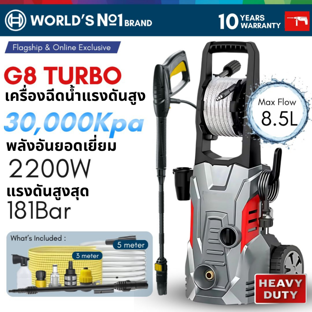[มีบริการเก็บเงินปลายทาง] BOSCH G7 / G8 TURBO เครื่องฉีดน้ำแรงดันสูง | ล้างรถแรงดันสูง 150-180Bar เครื่องฉีดน้ำพกพา พร้อ ราคา ถูกที่สุด ดีลบีเคเค แกลเลอรีภาพที่ 3