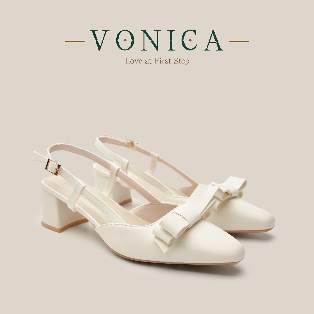VONICA เกาหลี รองเท้าแตะผู้หญิงแฟชั่น ส้นสูง 2 นิ้ว รองเท้าโบว์ เหมาะกับทำงานและไปเที่ยว
