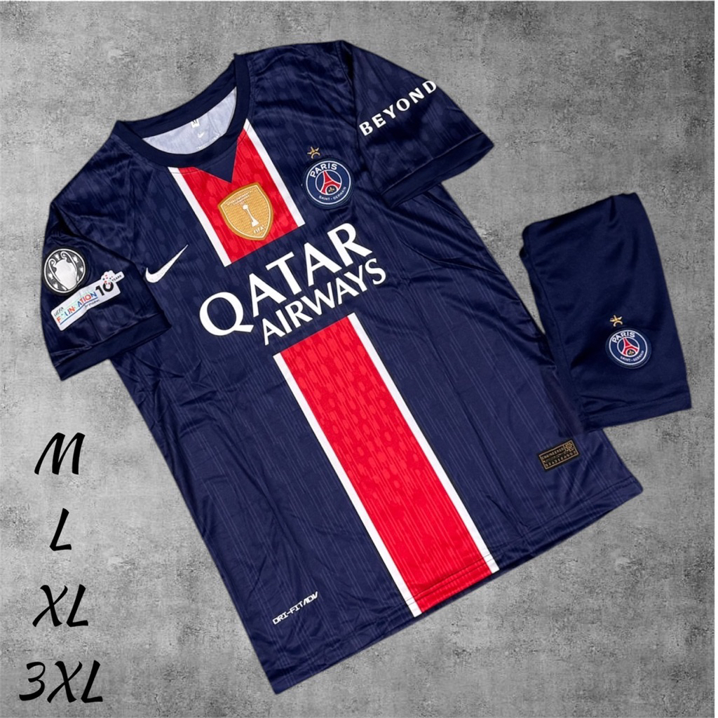 New ชุดฟุดบอลชุดกีฬา เสเสื้อพร้อมกางเกงผ้านิ่มเย็นใส่สบายขนาดไซร้ M L XL 3XL