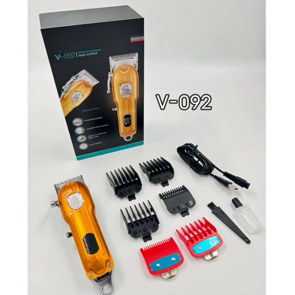 ปัตตาเลี่ยนตัดผมไร้สาย VGR-092 ปัตตาเลี่ยนตัดผมแบบไร้สาย หน้าจอLED สีทอง