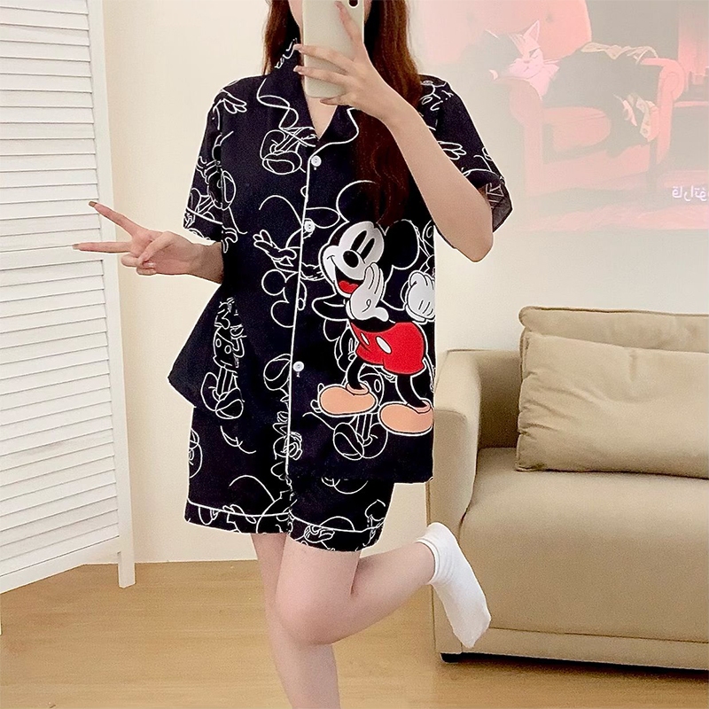 ชุดนอนแขนสั้นผู้หญิง บิ๊กไซส์ L-4XL อกใหญ่ 42-52 ผ้าเย็นเกรดพรีเมี่ยม ลายการ์ตูน พร้อมส่ง