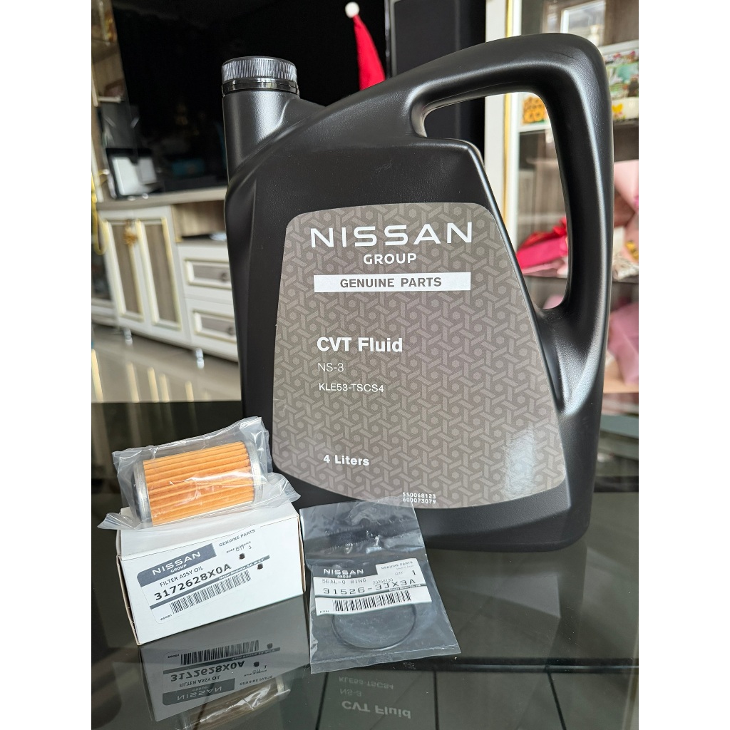 ครบชุด น้ำมันเกียร์ CVT NS-3 4L + กรอง +โอริง สำหรับ March ,Almera,Sylphy,x-trial (NISSAN แท้100%)