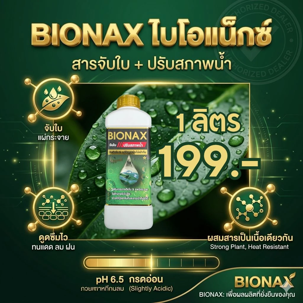 BIONAX(ไบโอเน็กซ์)-สารจับใบ+ปรับสภาพน้ำ 1 ลิตร