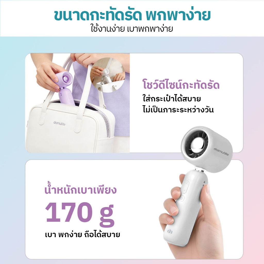 Mekitormax FS06 Mini Fan พัดลมพกพา ลมแรง ปรับลม 100 ระดับ พับเก็บได้ ขนาดเล็ก ชาร์จ Type-C พกพาสะดวก ราคา ถูกที่สุด ดีลบีเคเค แกลเลอรีภาพที่ 7