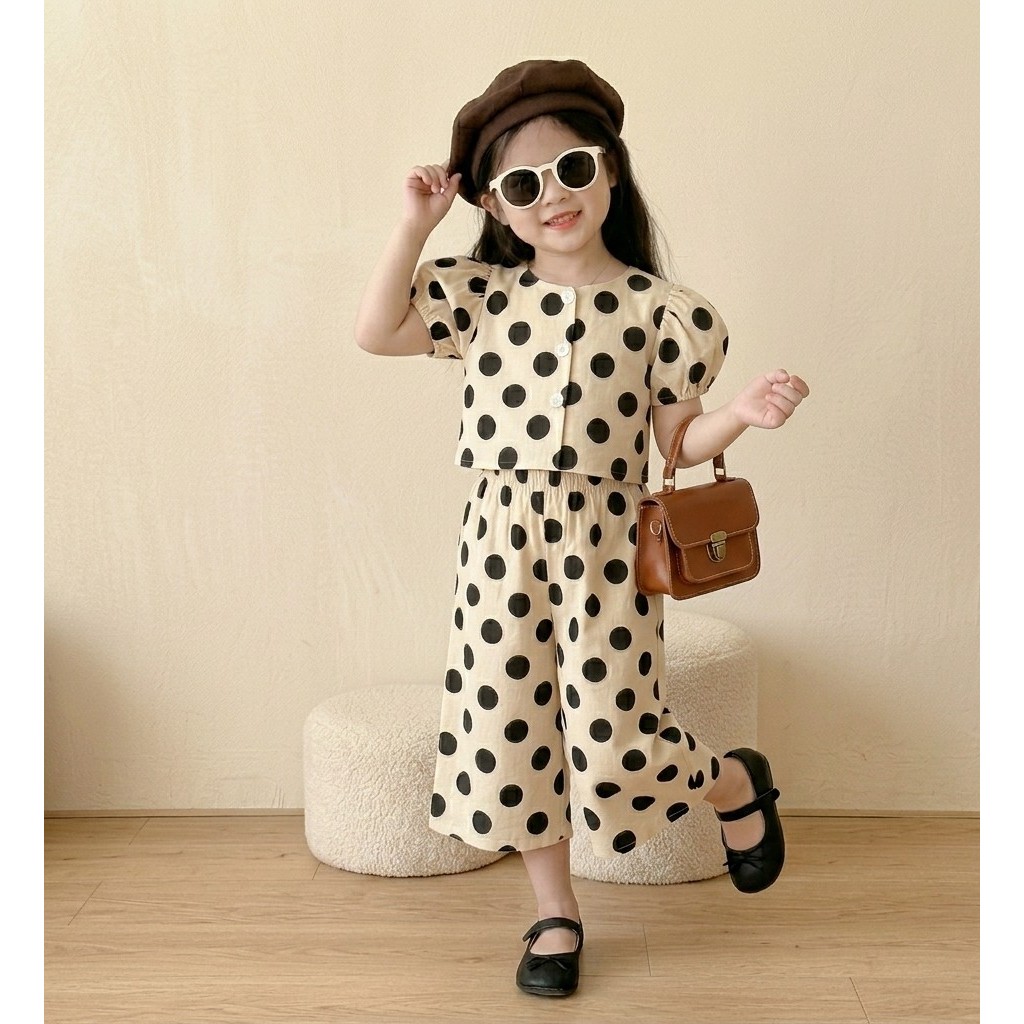 Hania kids - ชุดเซตเสื้อจุดปุ๊กปิ๊กกับกางเกงฟูฟ่อง สไตล์เกาหลี ใส่แล้วน่ารักละลายใจสุดๆ K4124932 รูปที่ 8