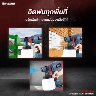 MASARU SCWG-700 เครื่องพ่นสีไร้สาย 20V กาพ่นสีไร้สาย แบตเตอรี่ ทาสีบ้าน น้ำหนักเบา