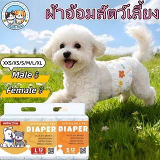 สุนัขเพศผู้ สุนัขเพศเมีย XXS-XL ผ้าอ้อมน้องหมา (12-36ชิ้น) มีหลายขนาดให้เลือก ผ้าอ้อมสุนัข เพศเมีย ผ้าอ้อมสัตว์เลี้ยง