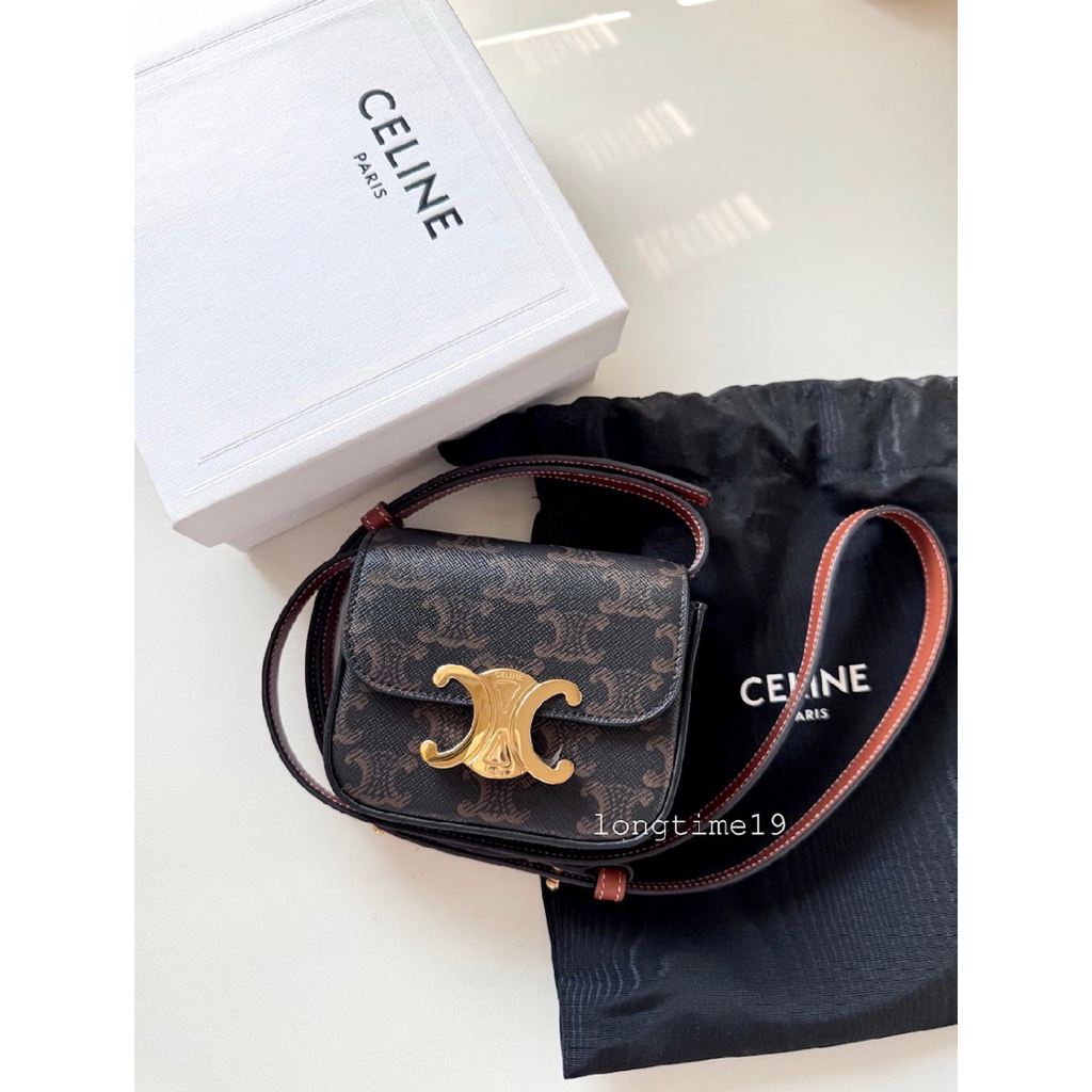 Celine🌟 ส่งต่อกระเป๋าทรงจิ๋ว Celine mini triomphe ของเเท้ 100% (มือสอง)