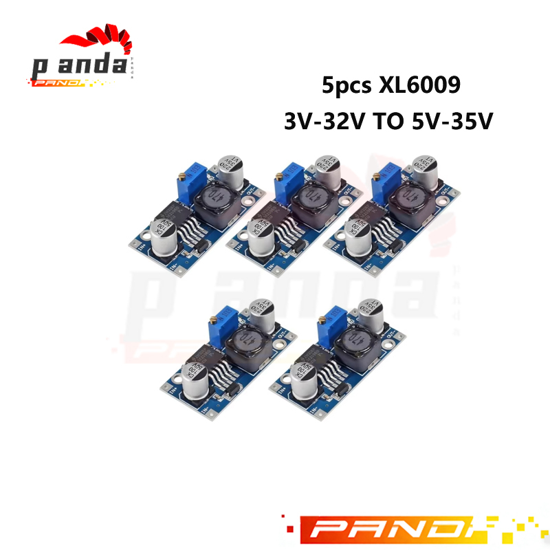 5 ชิ้น XL6009 DC-DC Buck Boost แรงดันไฟฟ้าโมดูล 4A 400 กิโลเฮิร์ตซ์ปรับโมดูลสวิทช์ 3.8-30 โวลต์ถึง 1.25-35 โวลต์แหล่งจ่า