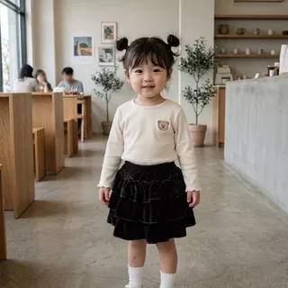 Babyonline(Y524)K1 (ส่งด่วน1วัน) กระโปรงแฟชั่นเด็กผู้หญิง3ชั้น กระโปรงทรงขนมชั้น ผ้ากำมะหยี่