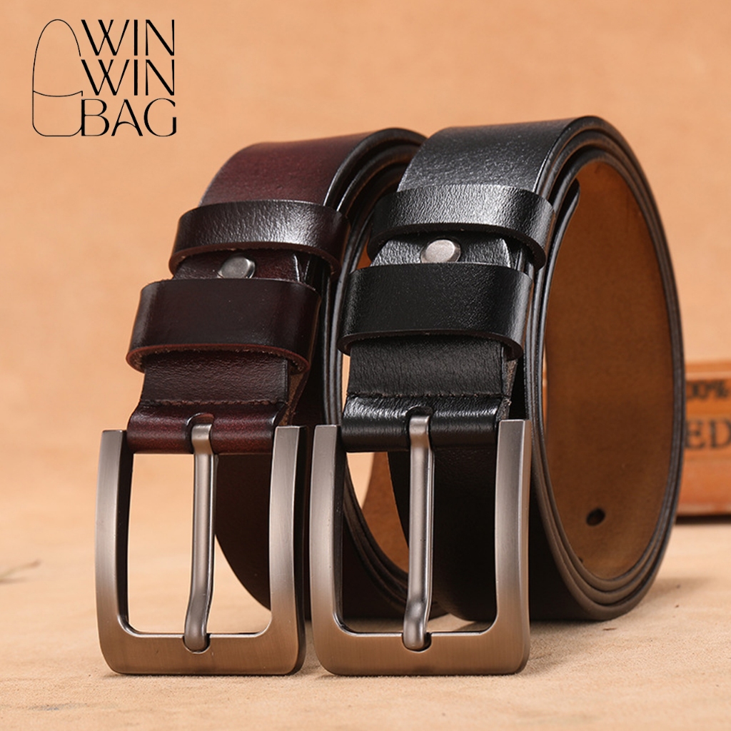 WINWINBAG เข็มขัดผู้ชาย [ยาวพิเศษ 140-170cm] เข็มขัดคนอ้วน หนังแท้ เรียบหรู ใส่ทำงาน/ลำลอง ของขวัญผู้ชาย พร้อมส่งจากไทย