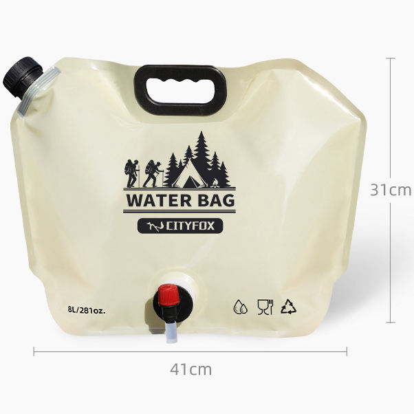 【ขายราคาถูก ﻿】8L ถุงเก็บน้ำแบบพับได้เกรดอาหาร - ถุงน้ำสำหรับตั้งแคมป์กลางแจ้งพร้อมวาล์วน้ำ