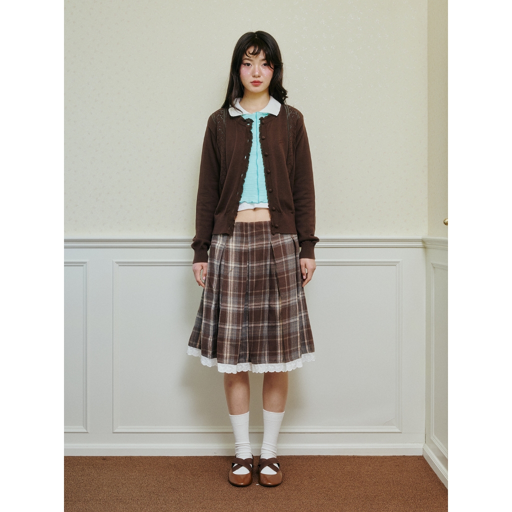 Jellyplease (Dreamy Disc) - Lena skirt | low waist pleated lace hem skirt | 2 สีคนผ้านะคะ
