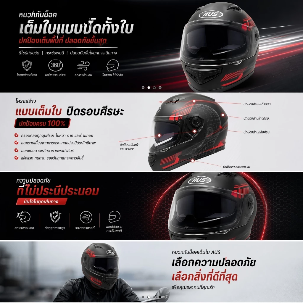 หมวกกันน็อคเต็มใบ LLK รุ่น 2026 เลนส์สองชั้น แว่นกันแดดในตัว thumbnail 5