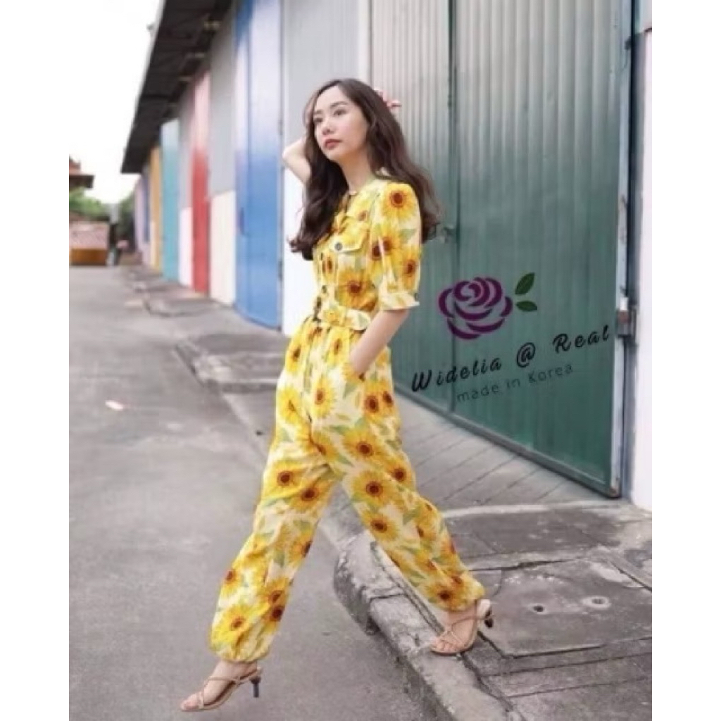 จั๊มสูท s m l ใส่ได้ สีเหลืองทานตะวัน งานตามหา :Wideria@real