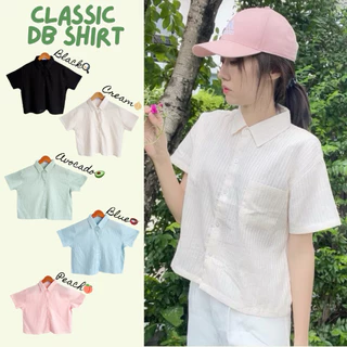 Pikpok♡ Classic DB Shirt 🥑🍋🧅 เสื้อเชิ้ตครอป ผ้าคอตตอนด๊อบบี้ นุ่มเบาใส่สบาย