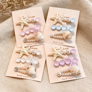 LUCKYROSE กิ๊บติดผมเด็กหญิงน่ารัก สไตล์เงือกน้อย ดาวทะเล เปลือกหอย สำหรับหนีบข้าง ไม่ทำร้ายเส้นผม