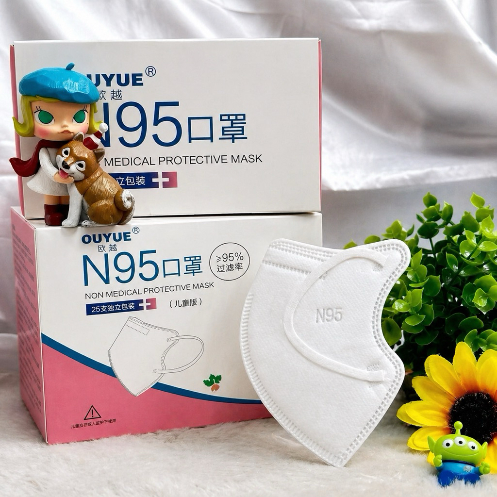 แมสเด็ก N95 ป้องกัน PM2.5 ซีลแยกทุกชิ้น 50 ชิ้น/กล่อง สำหรับเด็ก 4–12 ปี กรอง 95% ใส่สบาย รูปที่ 3