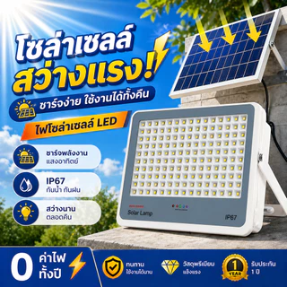 ⚡ซื้อ 1 แถม 1⚡ไฟโซล่าเซลล์ 1500000W โซล่าเซลล์ กันน้ำและกันฟ้าผ่ Solar Light แสงสีขาว พร้อมรีโมท