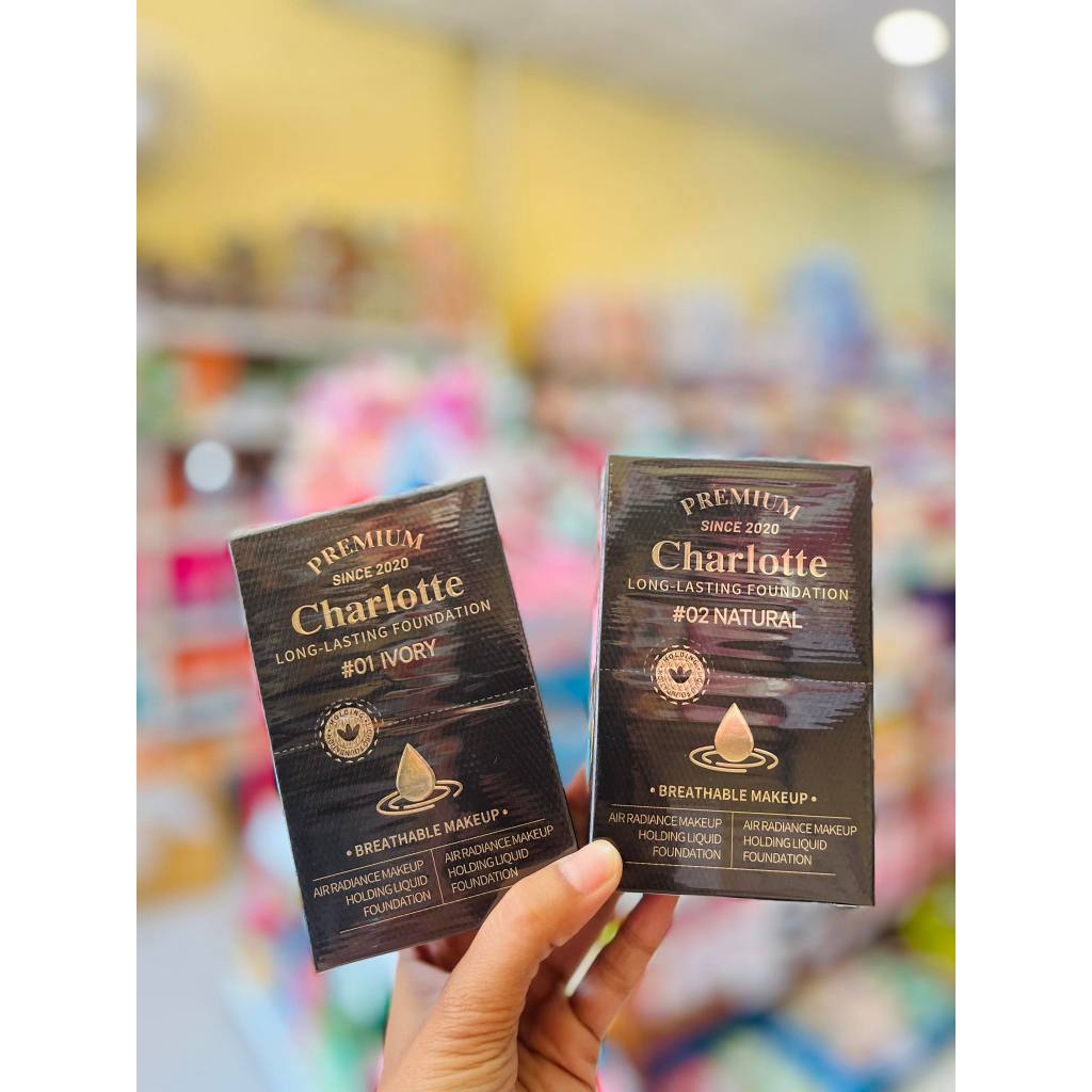 (ยกกล่อง6ซอง) รองพื้นชาลอต CHARLOTTE PREMIUM LONG-LASTING FOUNDATION ปริมาณ 5 กรัม/ซอง